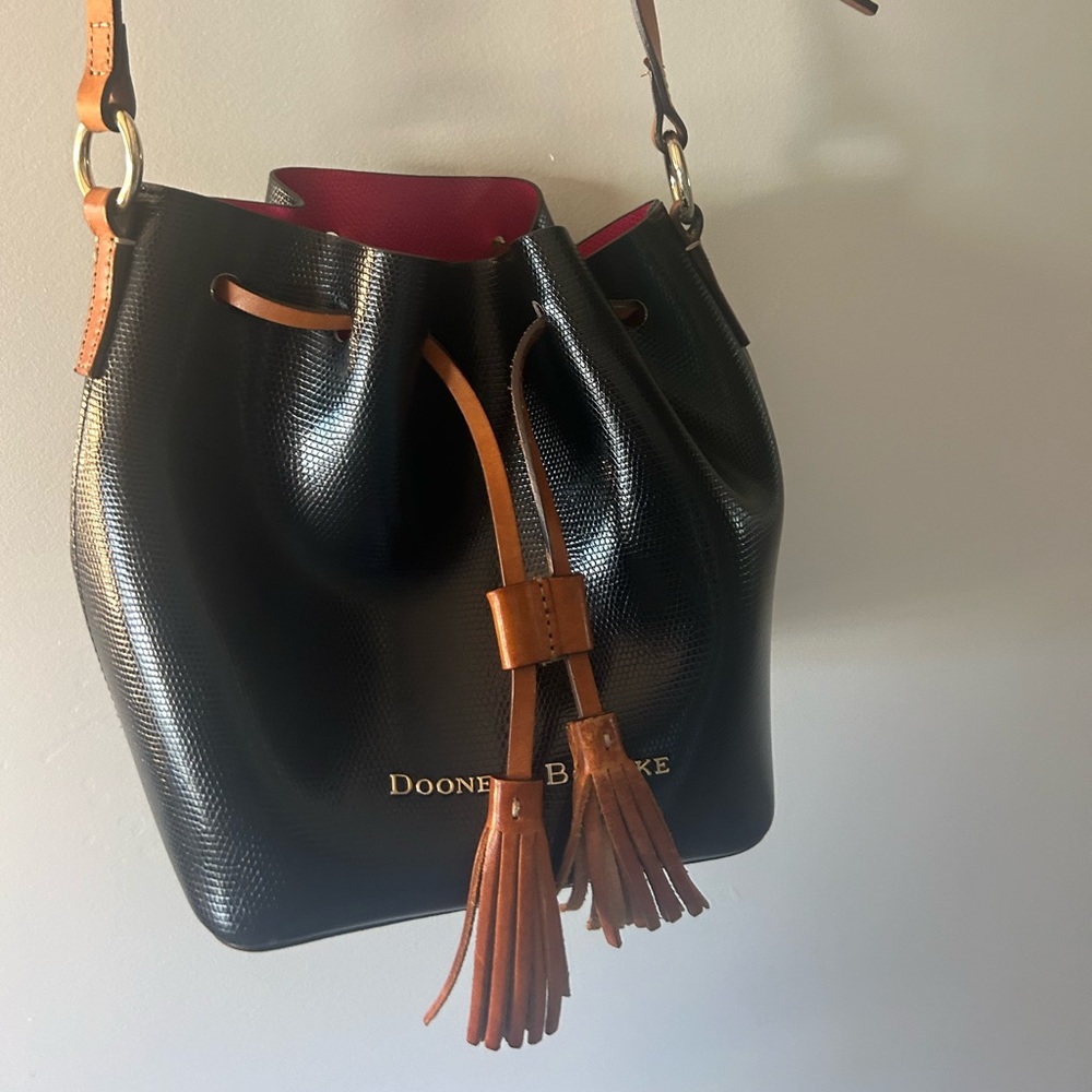 Black and Pink Dooney and Bourke Bucket Bag/Purse